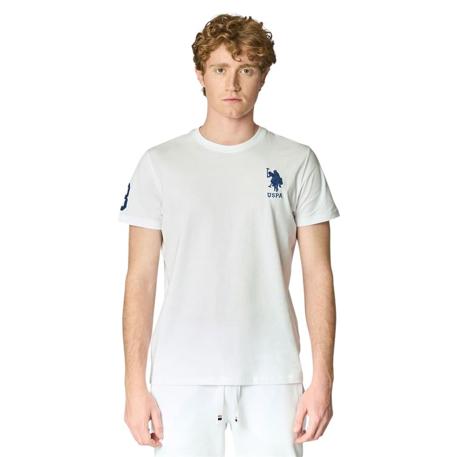 T-shirt a maniche corte da uomo in cotone con logo e numero U.S. Polo Assn | US41154019100
